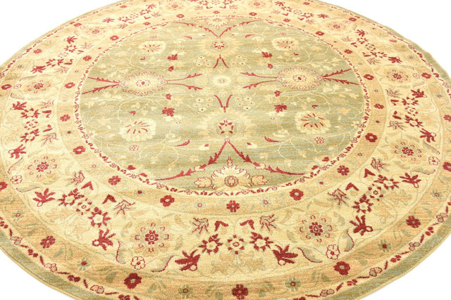 Light Green 8' x 8' Edinburgh Round Area Rug 100% Polypropylene Easy Clean With Cotton Backing Traditional Classic Design Carpet for Living, Dining Room, Office for Sale at Rug Engine