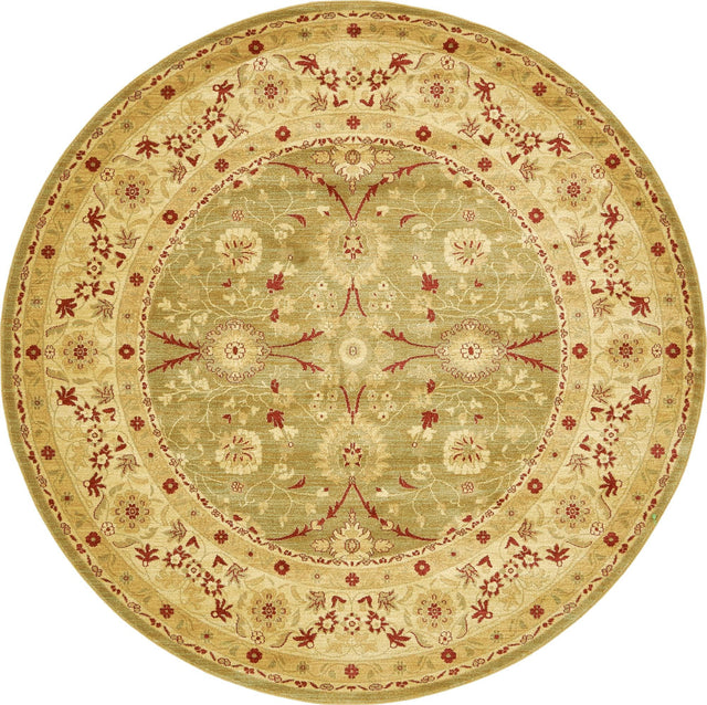 Light Green 8' x 8' Edinburgh Round Area Rug 100% Polypropylene Easy Clean With Cotton Backing Traditional Classic Design Carpet for Living, Dining Room, Office for Sale at Rug Engine