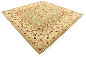 Light Green 8' x 8' Edinburgh Square Area Rug 100% Polypropylene Easy Clean With Cotton Backing Traditional Classic Design Carpet for Living, Dining Room, Office for Sale at Rug Engine