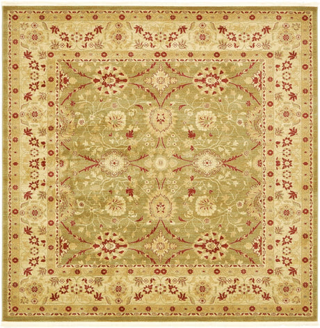 Light Green 8' x 8' Edinburgh Square Area Rug 100% Polypropylene Easy Clean With Cotton Backing Traditional Classic Design Carpet for Living, Dining Room, Office for Sale at Rug Engine