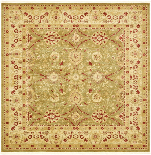 Light Green 8' x 8' Edinburgh Square Area Rug 100% Polypropylene Easy Clean With Cotton Backing Traditional Classic Design Carpet for Living, Dining Room, Office for Sale at Rug Engine
