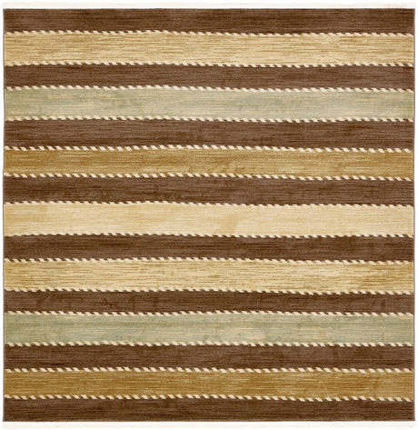 Brown 8' x 8' Fars Square Area Rug 100% Polypropylene Unique Traditional Carpet for Classical Living, Dining Room & Office Spaces for Sale at Rug Engine