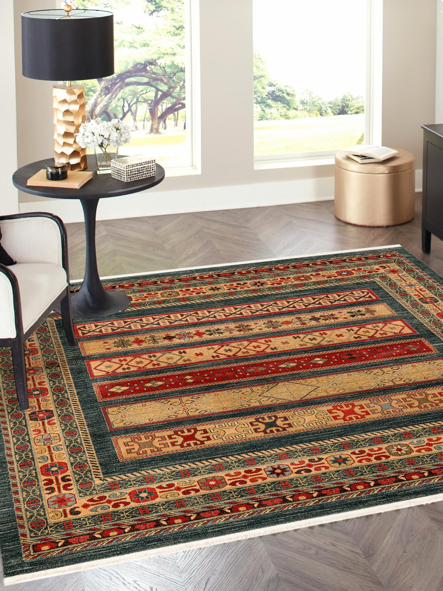 Blue 12' x 12' Fars Square Area Rug 100% Polypropylene Unique Traditional Carpet for Classical Living, Dining Room & Office Spaces for Sale at Rug Engine
