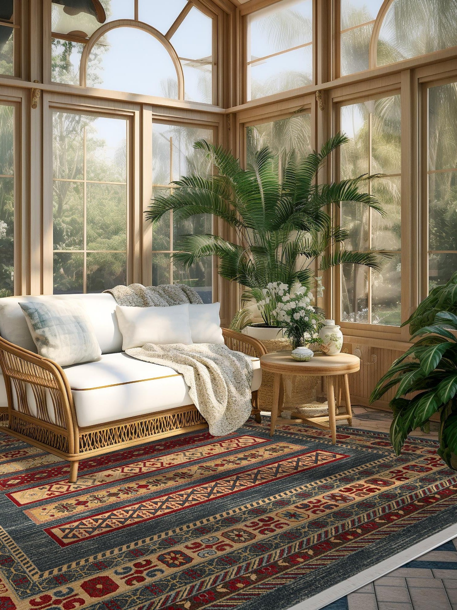 Blue 8' x 8' Fars Square Area Rug 100% Polypropylene Unique Traditional Carpet for Classical Living, Dining Room & Office Spaces for Sale at Rug Engine