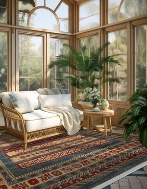 Blue 8' x 8' Fars Square Area Rug 100% Polypropylene Unique Traditional Carpet for Classical Living, Dining Room & Office Spaces for Sale at Rug Engine