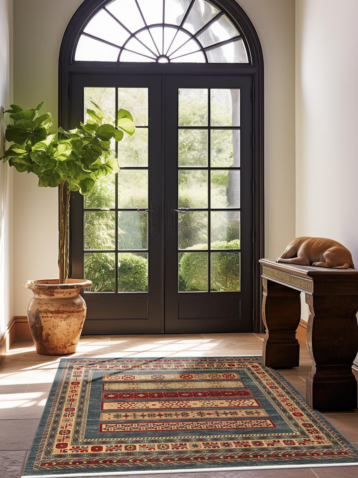 Blue 8' x 8' Fars Square Area Rug 100% Polypropylene Unique Traditional Carpet for Classical Living, Dining Room & Office Spaces for Sale at Rug Engine