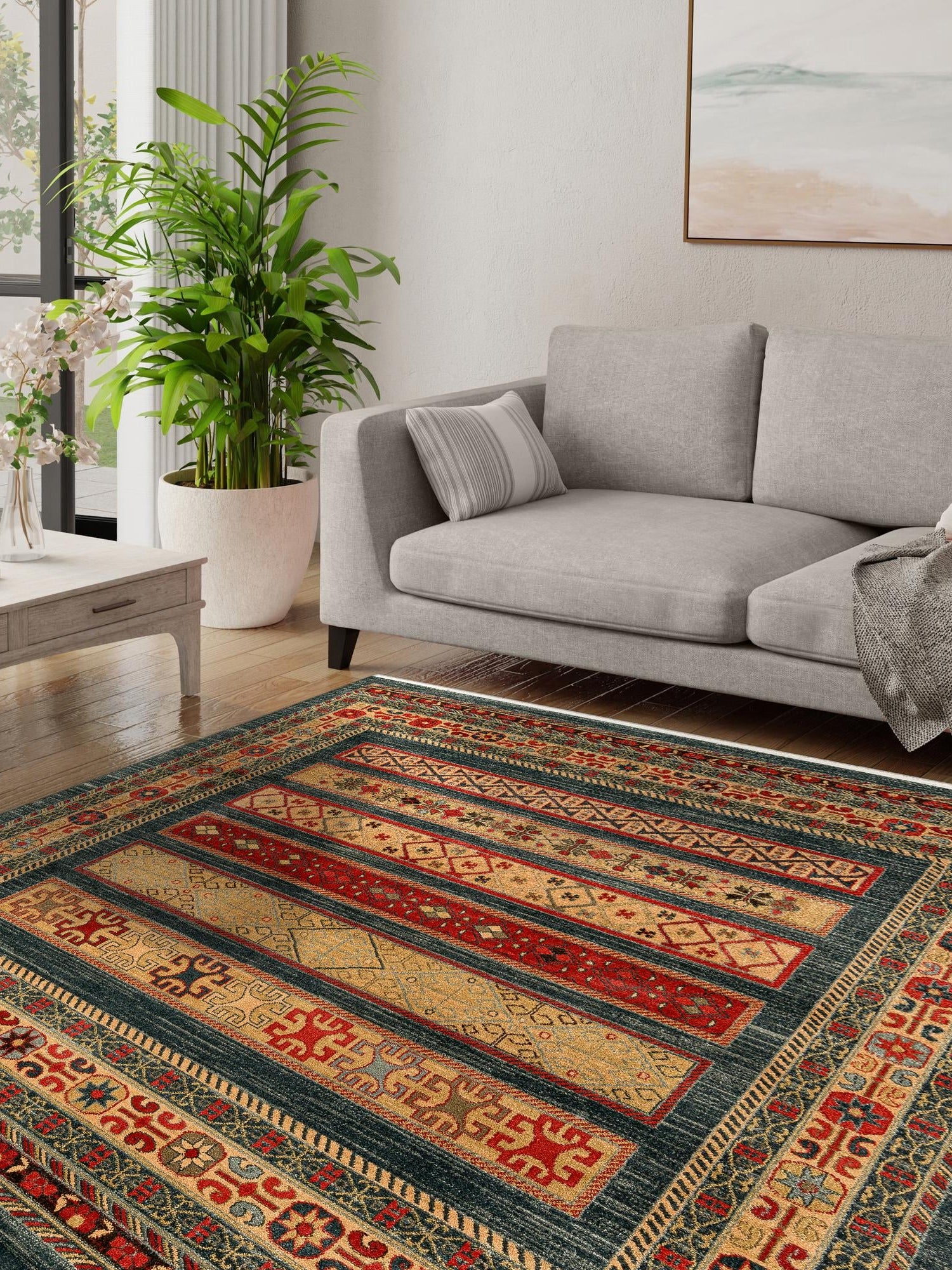 Blue 6' 1 x 6' 1 Fars Square Area Rug 100% Polypropylene Unique Traditional Carpet for Classical Living, Dining Room & Office Spaces for Sale at Rug Engine