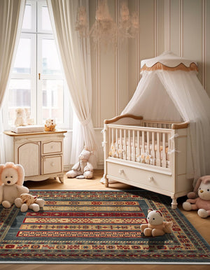 Blue 6' 1 x 6' 1 Fars Square Area Rug 100% Polypropylene Unique Traditional Carpet for Classical Living, Dining Room & Office Spaces for Sale at Rug Engine