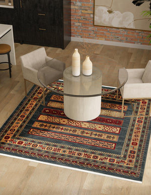 Blue 12' x 12' Fars Square Area Rug 100% Polypropylene Unique Traditional Carpet for Classical Living, Dining Room & Office Spaces for Sale at Rug Engine