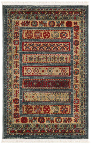 Blue 2' x 3' 1 Fars Rectangle Area Rug 100% Polypropylene Unique Traditional Carpet for Classical Living, Dining Room & Office Spaces for Sale at Rug Engine