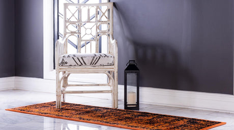 Terracotta and Black 3' x 9' 10 Imperial Runner Area Rug 100% Polypropylene With Cotton Backing Traditional Vintage Distressed Design Carpet for Sale at Rug Engine