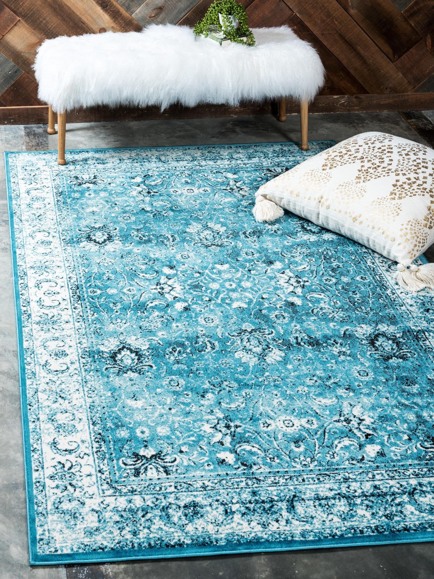 Blue 6' x 9' Imperial Rectangle Area Rug 100% Polypropylene With Cotton Backing Traditional Vintage Distressed Design Carpet for Sale at Rug Engine