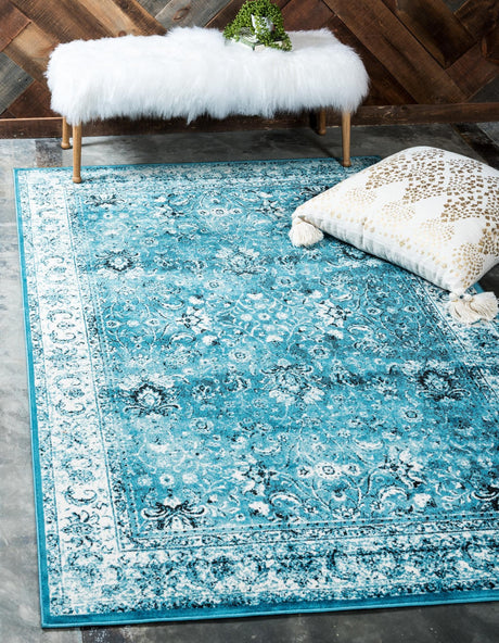 Blue 6' x 9' Imperial Rectangle Area Rug 100% Polypropylene With Cotton Backing Traditional Vintage Distressed Design Carpet for Sale at Rug Engine
