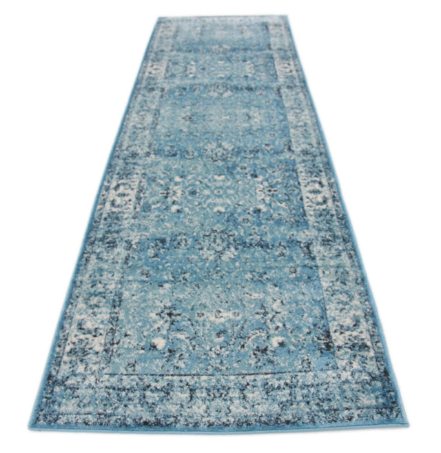 Blue 3' x 9' 10 Imperial Runner Area Rug 100% Polypropylene With Cotton Backing Traditional Vintage Distressed Design Carpet for Sale at Rug Engine