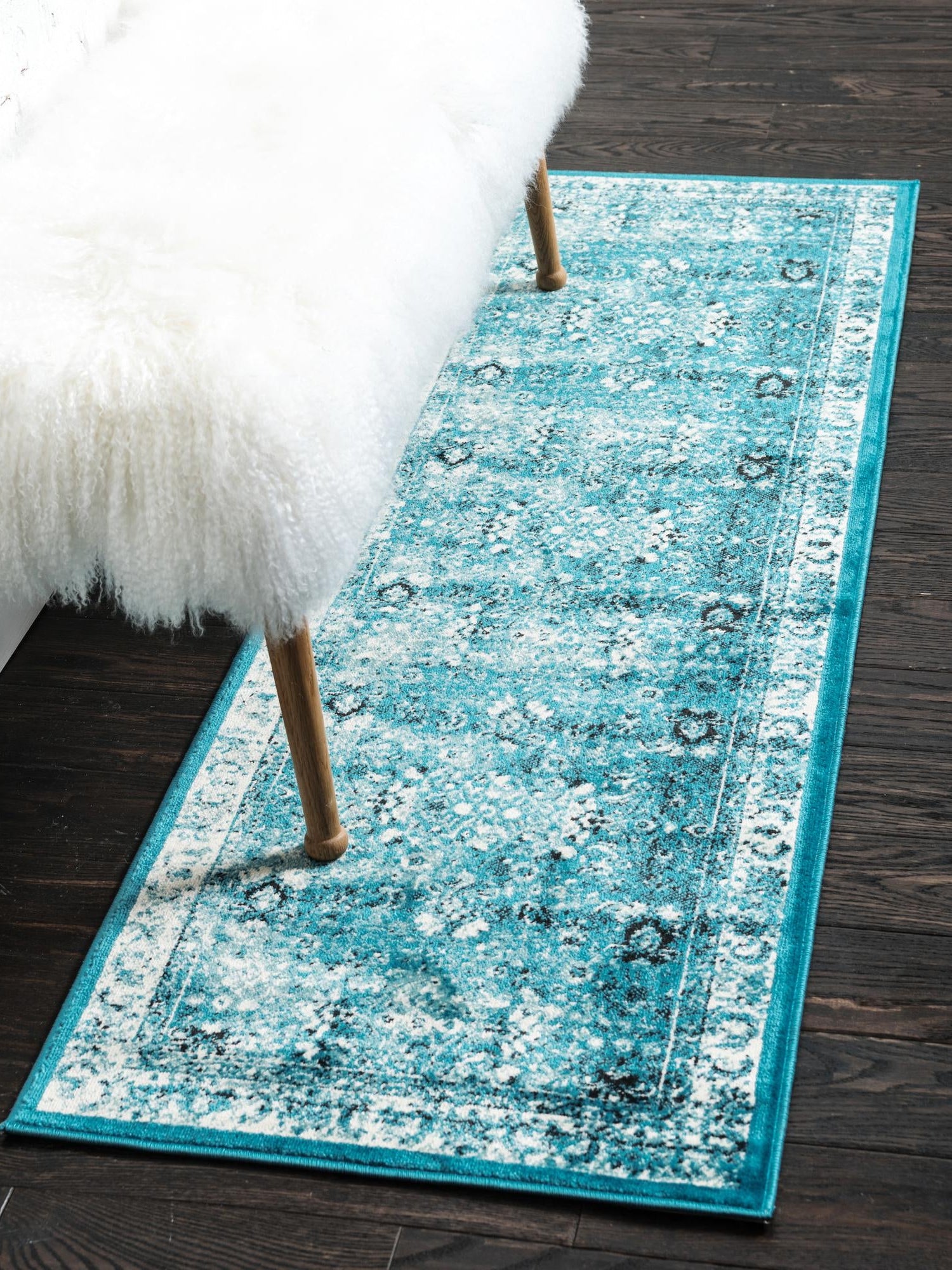 Blue 2' x 6' 1 Imperial Runner Area Rug 100% Polypropylene With Cotton Backing Traditional Vintage Distressed Design Carpet for Sale at Rug Engine