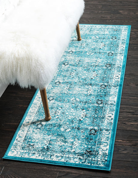 Blue 2' x 6' 1 Imperial Runner Area Rug 100% Polypropylene With Cotton Backing Traditional Vintage Distressed Design Carpet for Sale at Rug Engine
