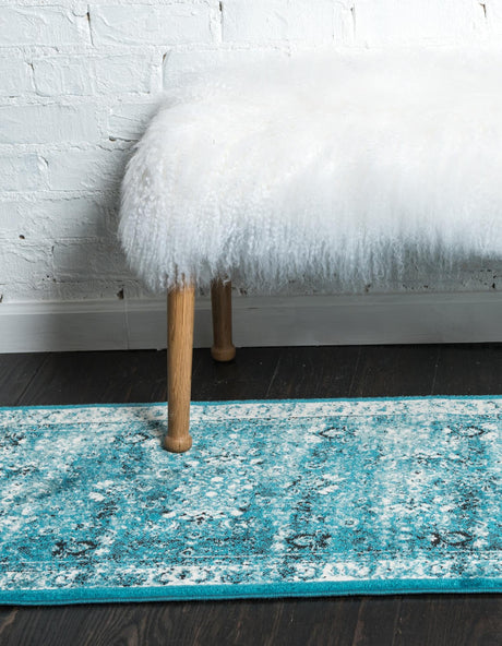 Blue 2' x 6' 1 Imperial Runner Area Rug 100% Polypropylene With Cotton Backing Traditional Vintage Distressed Design Carpet for Sale at Rug Engine