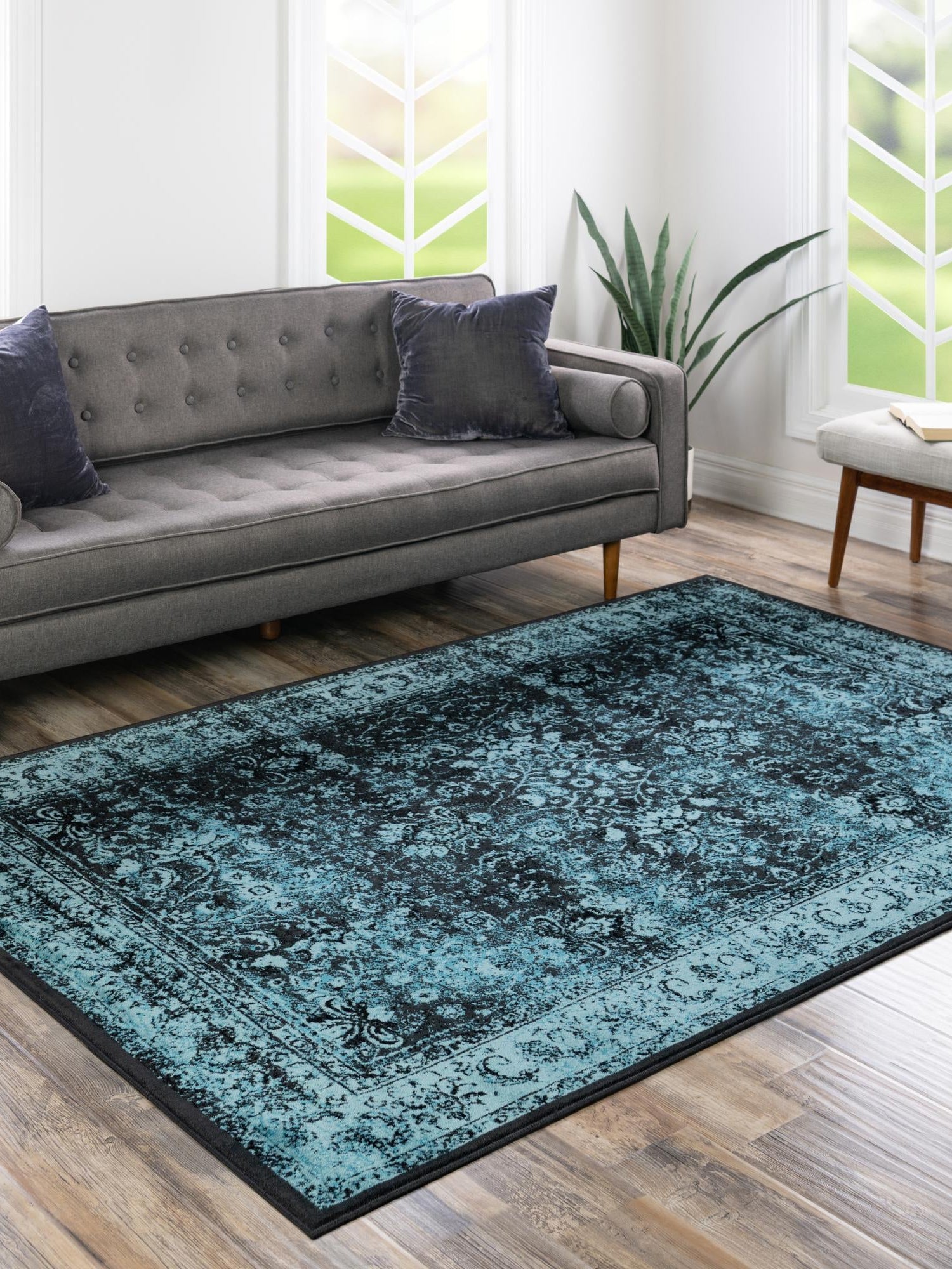 Black and Blue 2' x 3' 1 Imperial Rectangle Area Rug 100% Polypropylene With Cotton Backing Traditional Vintage Distressed Design Carpet for Sale at Rug Engine