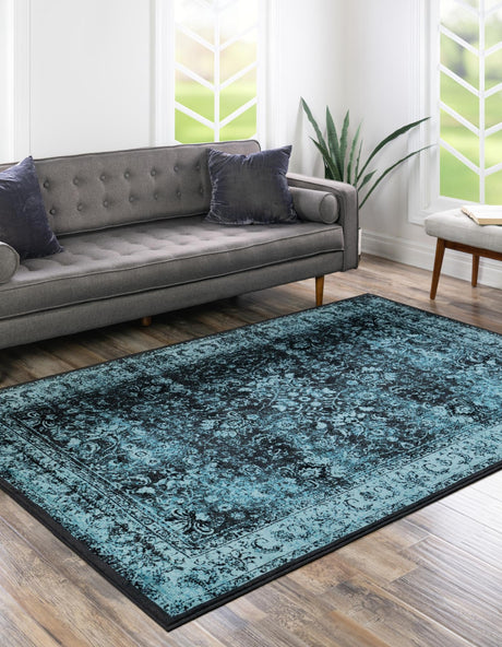 Black and Blue 2' x 3' 1 Imperial Rectangle Area Rug 100% Polypropylene With Cotton Backing Traditional Vintage Distressed Design Carpet for Sale at Rug Engine