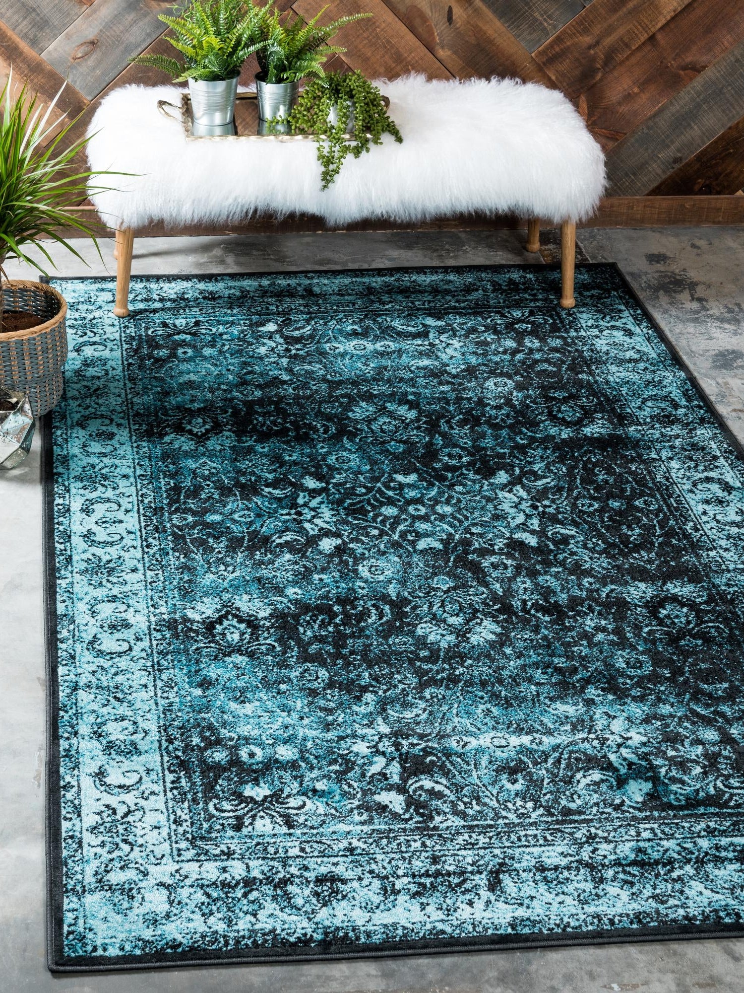 Black and Blue 2' x 3' 1 Imperial Rectangle Area Rug 100% Polypropylene With Cotton Backing Traditional Vintage Distressed Design Carpet for Sale at Rug Engine