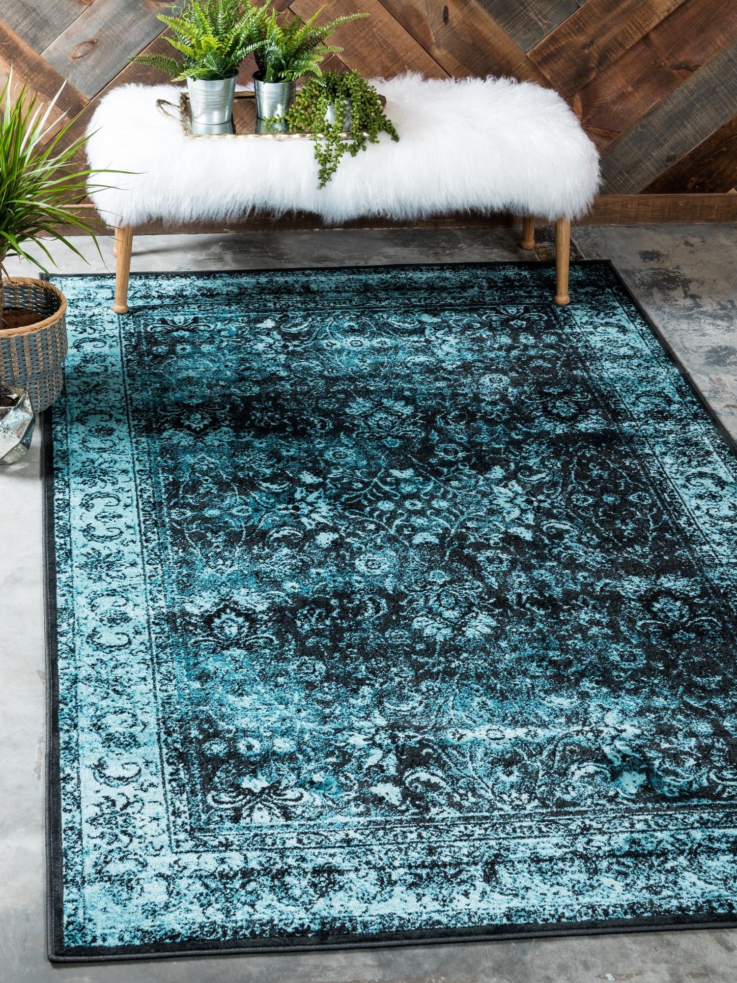 Black and Blue 2' x 3' 1 Imperial Rectangle Area Rug 100% Polypropylene With Cotton Backing Traditional Vintage Distressed Design Carpet for Sale at Rug Engine