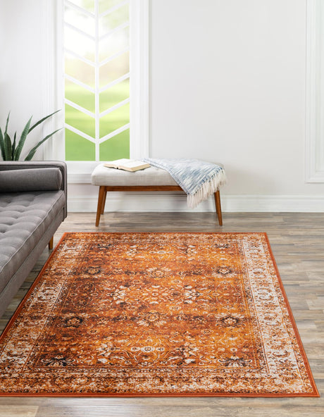 Terracotta and White 2' x 3' 1 Imperial Rectangle Area Rug 100% Polypropylene With Cotton Backing Traditional Vintage Distressed Design Carpet for Sale at Rug Engine