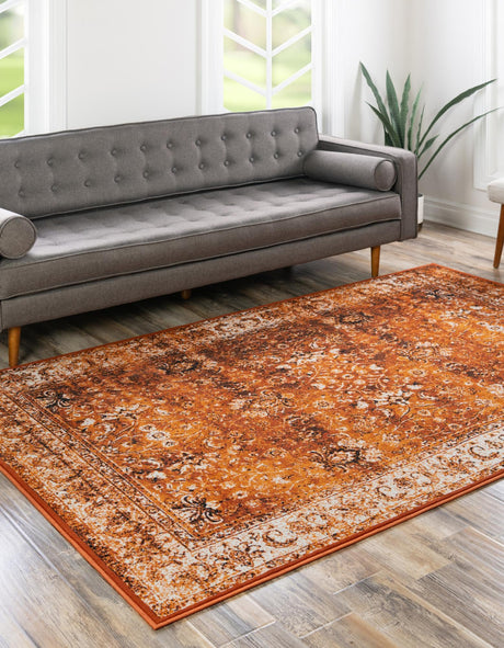 Terracotta and White 2' x 3' 1 Imperial Rectangle Area Rug 100% Polypropylene With Cotton Backing Traditional Vintage Distressed Design Carpet for Sale at Rug Engine