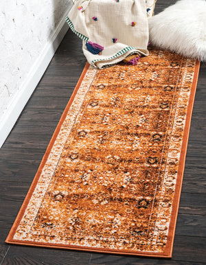 Terracotta and White 2' x 6' 1 Imperial Runner Rug