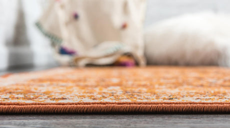 Terracotta and White 2' x 6' 1 Imperial Runner Area Rug 100% Polypropylene With Cotton Backing Traditional Vintage Distressed Design Carpet for Sale at Rug Engine