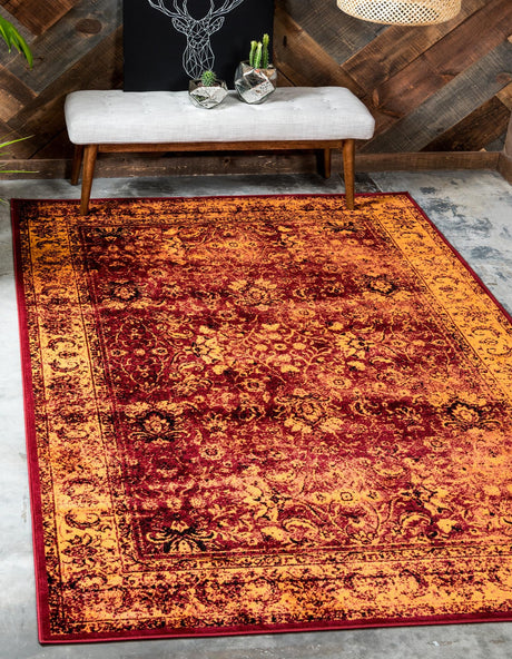 Red 4' 1 x 6' 1 Imperial Rectangle Area Rug 100% Polypropylene With Cotton Backing Traditional Vintage Distressed Design Carpet for Sale at Rug Engine