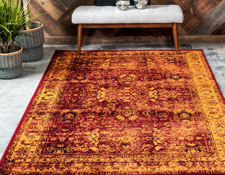 Red 4' 1 x 6' 1 Imperial Rectangle Area Rug 100% Polypropylene With Cotton Backing Traditional Vintage Distressed Design Carpet for Sale at Rug Engine