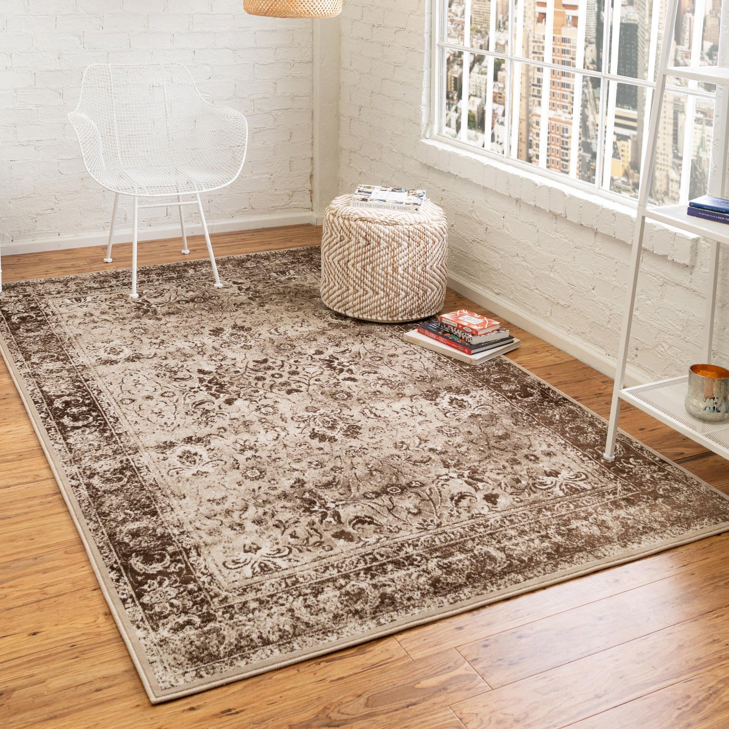 Cream 8' x 11' 6 Imperial Rectangle Area Rug 100% Polypropylene With Cotton Backing Traditional Vintage Distressed Design Carpet for Sale at Rug Engine