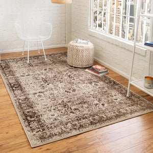 Cream 8' x 11' 6 Imperial Rectangle Area Rug 100% Polypropylene With Cotton Backing Traditional Vintage Distressed Design Carpet for Sale at Rug Engine