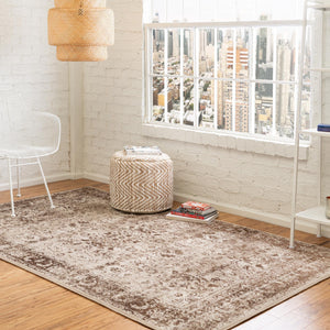 Cream 8' x 11' 6 Imperial Rectangle Area Rug 100% Polypropylene With Cotton Backing Traditional Vintage Distressed Design Carpet for Sale at Rug Engine