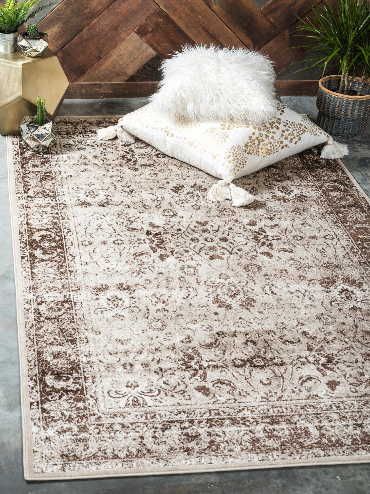 Cream 8' x 11' 6 Imperial Rectangle Area Rug 100% Polypropylene With Cotton Backing Traditional Vintage Distressed Design Carpet for Sale at Rug Engine