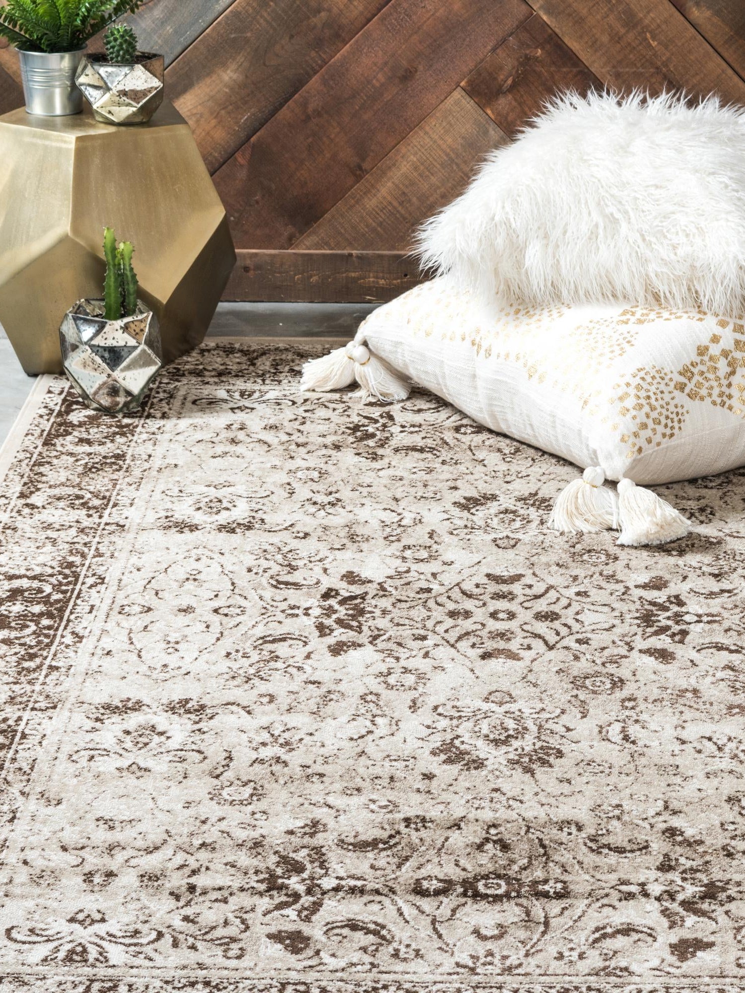 Cream 8' x 11' 6 Imperial Rectangle Area Rug 100% Polypropylene With Cotton Backing Traditional Vintage Distressed Design Carpet for Sale at Rug Engine