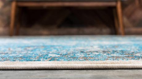 Ivory and Blue 7' 1 x 10' Imperial Rectangle Area Rug 100% Polypropylene With Cotton Backing Traditional Vintage Distressed Design Carpet for Sale at Rug Engine