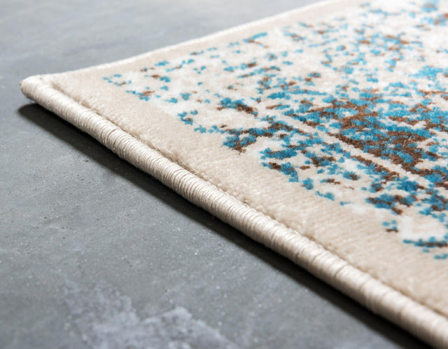 Ivory and Blue 7' 1 x 10' Imperial Rectangle Area Rug 100% Polypropylene With Cotton Backing Traditional Vintage Distressed Design Carpet for Sale at Rug Engine