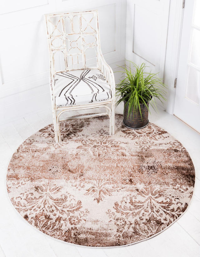 Dark Beige 5' 1 x 5' 1 Rushmore Round Area Rug 55% Polypropylene & 45% Polyester Durable Quality Carpet for Indoor Home Decorating for Sale at Rug Engine