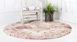Dark Beige 5' 1 x 5' 1 Rushmore Round Area Rug 55% Polypropylene & 45% Polyester Durable Quality Carpet for Indoor Home Decorating for Sale at Rug Engine