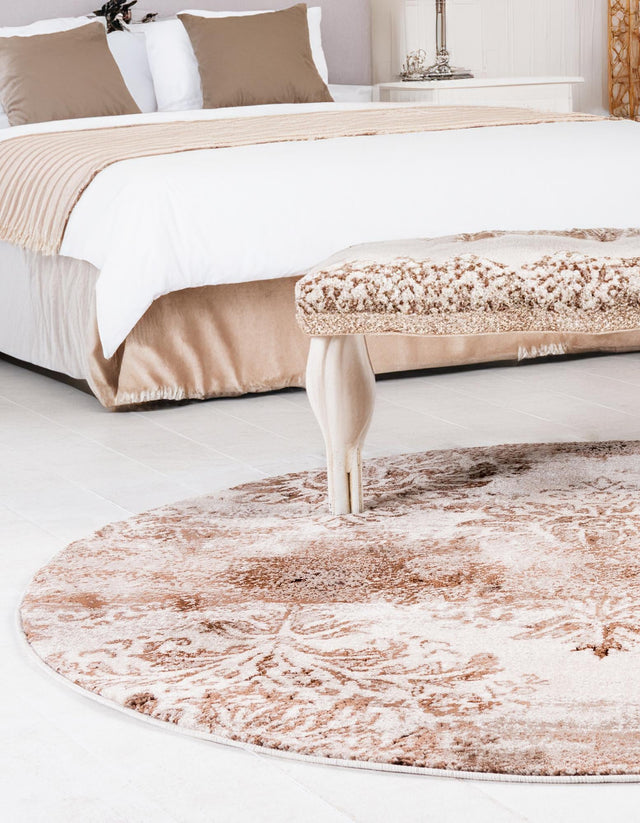 Dark Beige 5' 1 x 5' 1 Rushmore Round Area Rug 55% Polypropylene & 45% Polyester Durable Quality Carpet for Indoor Home Decorating for Sale at Rug Engine