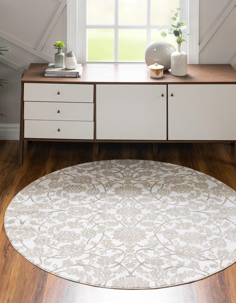 Snow White 7' 10 x 7' 10 Rushmore Round Area Rug 55% Polypropylene & 45% Polyester Durable Quality Carpet for Indoor Home Decorating for Sale at Rug Engine