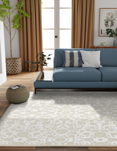 White Brown 8' x 8' Rushmore Square Area Rug 55% Polypropylene & 45% Polyester Durable Quality Carpet for Indoor Home Decorating for Sale at Rug Engine