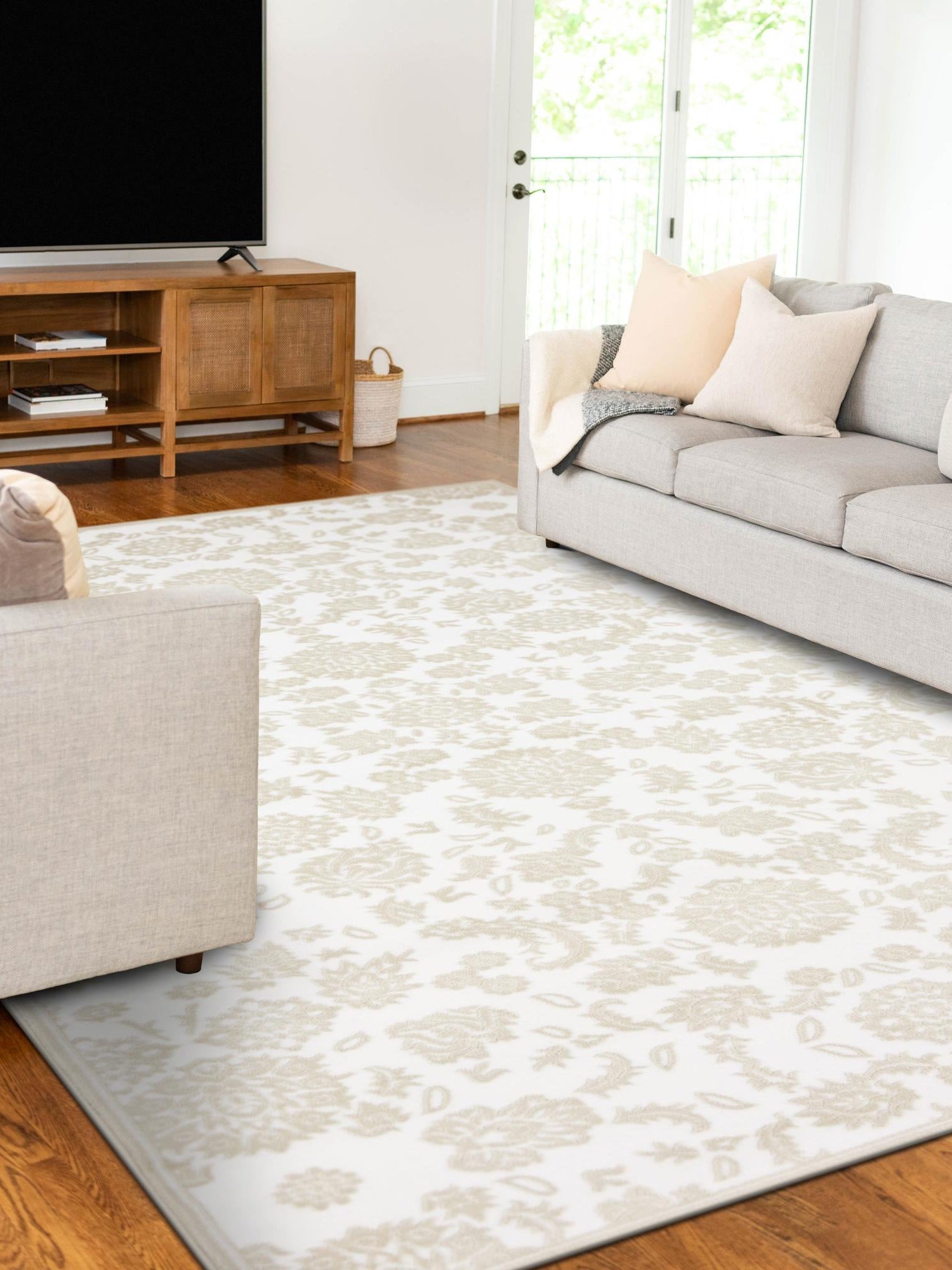 White Brown 7' 1 x 10' Rushmore Rectangle Area Rug 55% Polypropylene & 45% Polyester Durable Quality Carpet for Indoor Home Decorating for Sale at Rug Engine