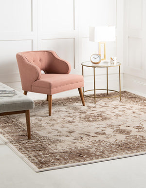 Cream 4' x 4' Rushmore Square Area Rug 55% Polypropylene & 45% Polyester Durable Quality Carpet for Indoor Home Decorating for Sale at Rug Engine