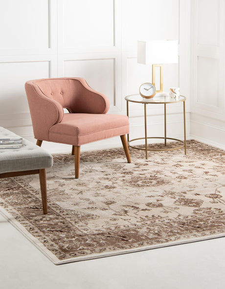 Cream 4' x 4' Rushmore Square Area Rug 55% Polypropylene & 45% Polyester Durable Quality Carpet for Indoor Home Decorating for Sale at Rug Engine