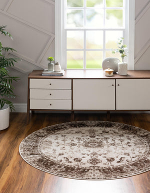 Cream 3' 3 x 3' 3 Rushmore Round Area Rug 55% Polypropylene & 45% Polyester Durable Quality Carpet for Indoor Home Decorating for Sale at Rug Engine