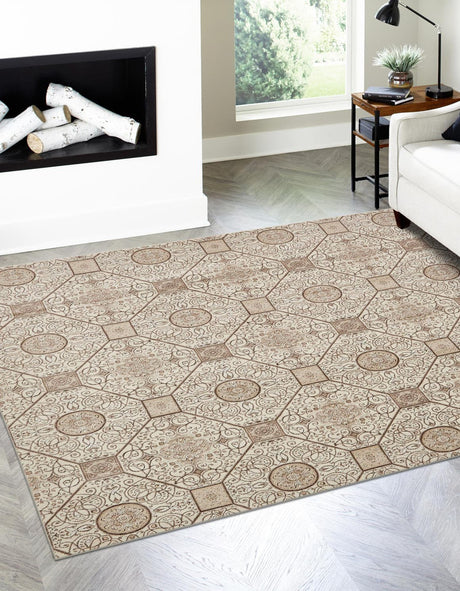 Cream 8' x 8' Rushmore Square Area Rug 55% Polypropylene & 45% Polyester Durable Quality Carpet for Indoor Home Decorating for Sale at Rug Engine