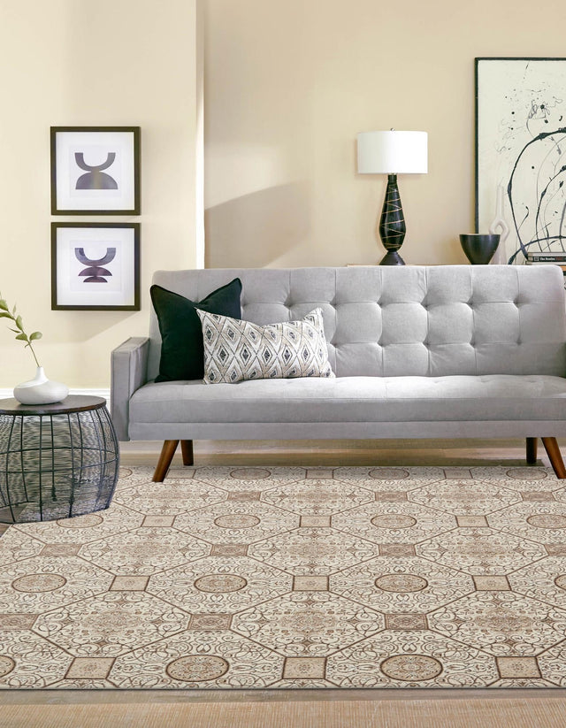 Cream 8' x 8' Rushmore Square Area Rug 55% Polypropylene & 45% Polyester Durable Quality Carpet for Indoor Home Decorating for Sale at Rug Engine