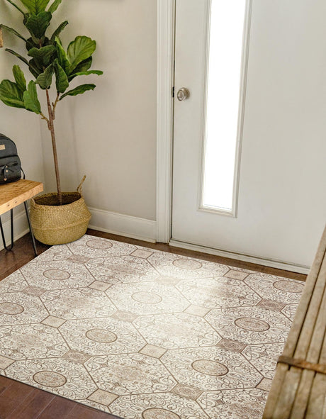 Cream 8' x 8' Rushmore Square Area Rug 55% Polypropylene & 45% Polyester Durable Quality Carpet for Indoor Home Decorating for Sale at Rug Engine